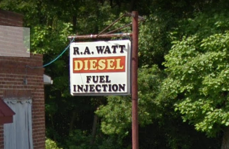 A sign for Watt's Diesel outside their location in Bradenville